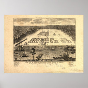 Poster Savannah Georgia 1734 Carte panoramique antique