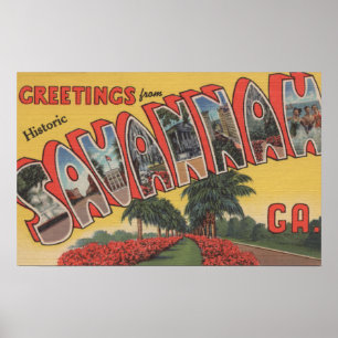 Poster Savannah, Géorgie (historique) - Grande lettre