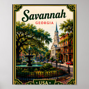 Poster 🌿 Savannah Géorgie Mémoire de vacances historique