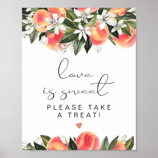 Poster SAVANNAH Peach Love is Sweet Treat Favoriser Table (Devant)