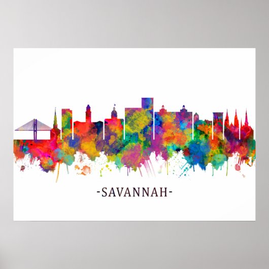 Poster Savannah USA Skyline (Devant)