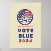 Poster Save Democracy Vote Blue 2024 Election (Devant)