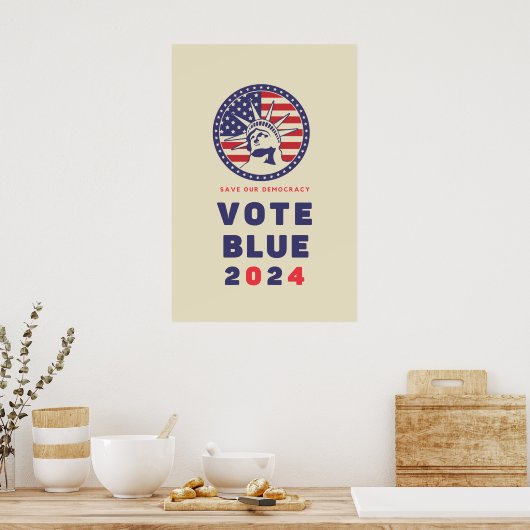 Poster Save Democracy Vote Blue 2024 Election (Cuisine)