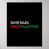 Poster Save Gaza Free Palestine blanc rouge noir (Devant)