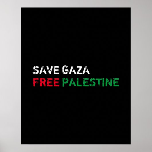Poster Save Gaza Free Palestine blanc rouge noir (Devant)
