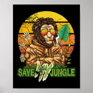 Poster Save My Jungle - Lion De l'environnement Protectio