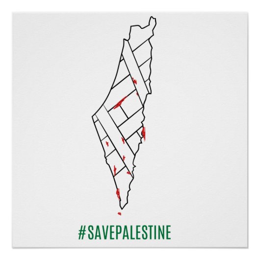 Poster Save Palestine saigned map - Liberté pour Palestin (Devant)