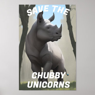 Poster Save The Chubby Unicorns" Funny