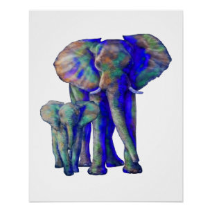 Poster Save the Elephants Art Amoureux des animaux Mama a