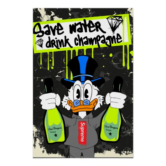 Poster Save Water, Champagne (Devant)