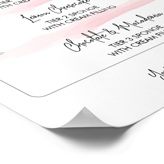 Poster Saveurs de gâteau en cascade élégant rose blush fé (Coin)