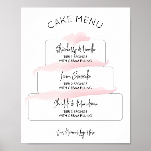 Poster Saveurs de gâteau en cascade élégant rose blush fé (Devant)