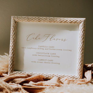 Poster Saveurs de gâteaux de calligraphie or délicates