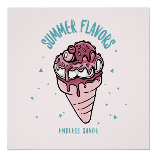 Poster Saveurs d'été goutte-à-goutte glace (Devant)