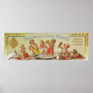 Poster Savon Des Jolis Bebes Soap LabelParis, France
