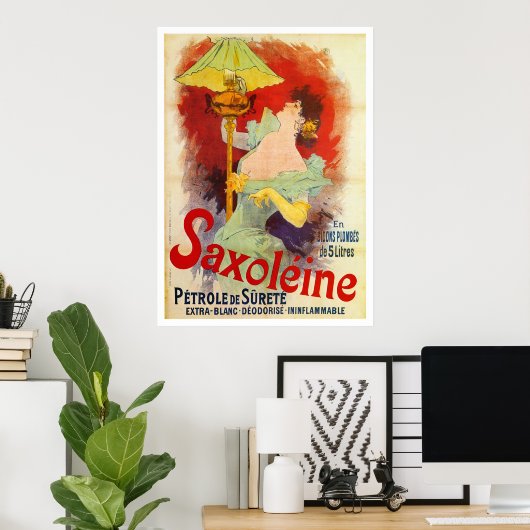 Poster Saxoleine, Jules Chéret (Bureau à domicile)