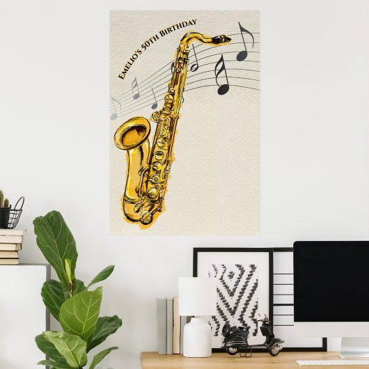 Poster saxophone (Bureau à domicile)