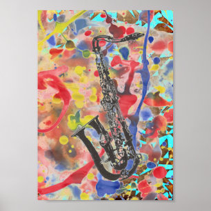 Poster Saxophone Abstrait