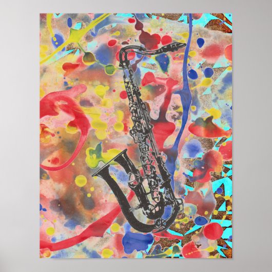 Poster Saxophone Abstrait (Devant)