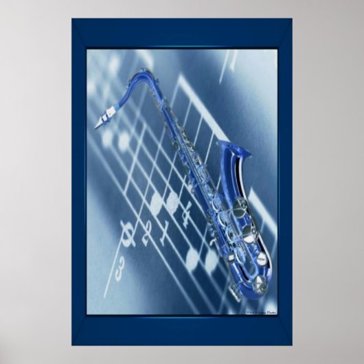 Poster Saxophone bleu (Devant)