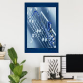 Poster Saxophone bleu (Bureau à domicile)