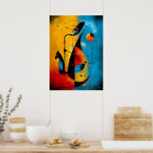 Poster Saxophone Cosmique – Mur Géométrique Abstrait Mode (Cuisine)