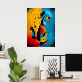 Poster Saxophone Cosmique – Mur Géométrique Abstrait Mode (Bureau à domicile)