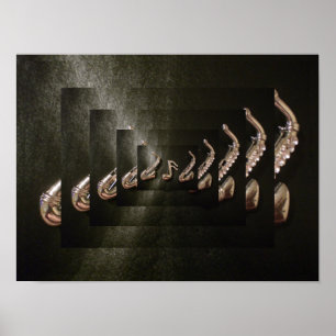 Poster Saxophone deux jouant une note musicale