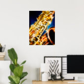 Poster Saxophone - Fractal (Bureau à domicile)