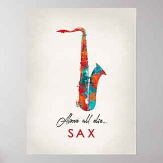 Poster Saxophone - Musique colorée brillante