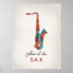 Poster Saxophone - musique colorée lumineuse