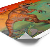 Poster Saxophone "Raptor vs Sax" avec dinosaure (Coin)