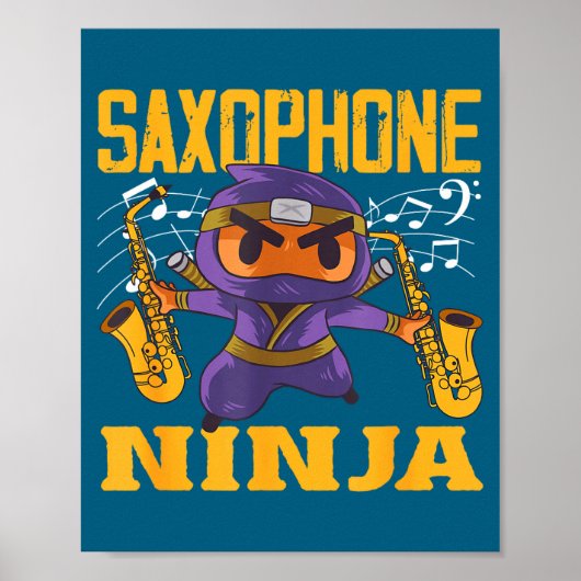 Poster Saxophonist Ninja Saxophone Smile (Devant)