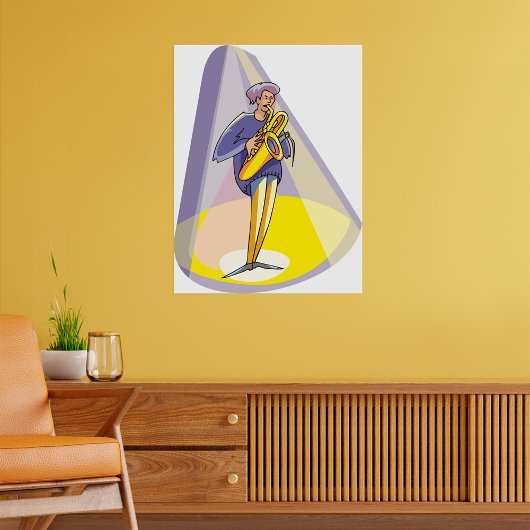 Poster Saxophoniste sous les feux de la rampe