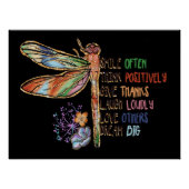Poster Sayons Inspirationnels Script Dragonfly Dandelions (Devant)