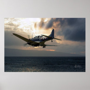 Poster SBD-5 courageux au-dessus du Pacifique