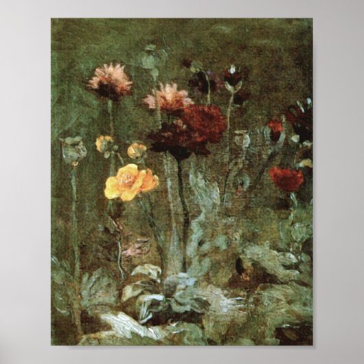 Poster Scabiosa Ranunculus Van Gogh Art (Devant)