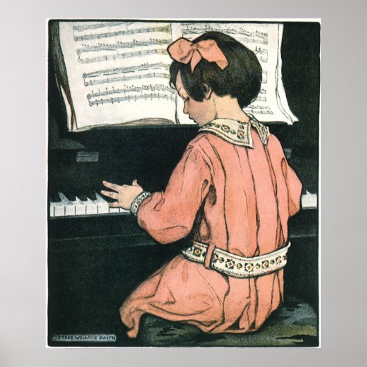Poster Scales de Jessie Willcox Smith, Piano Music Girl (Devant)
