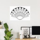 Poster Scallop Seashell Minimalist Black and White (Bureau à domicile)