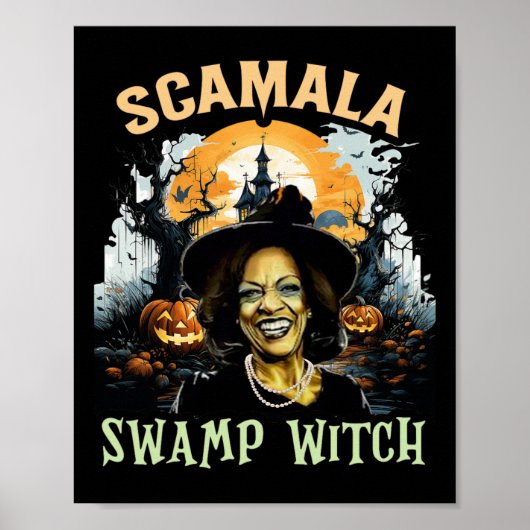 Poster Scamala Kamala Harris Hallowe sorcière de marais n (Devant)