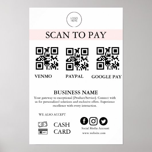 Poster Scan to Pay Sign QR Code Payment Sign for Small Bu (Devant)
