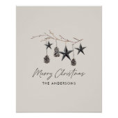 Poster Scandi moderne beige élégant script Noël (Devant)