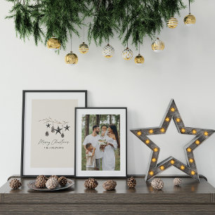 Poster Scandi moderne beige élégant script Noël