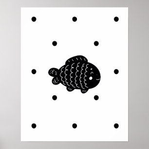 Poster Scandi moderne Poisson et taches flèches pépinière