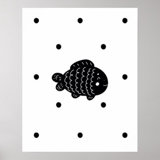 Poster Scandi moderne Poisson et taches flèches pépinière