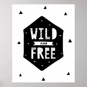 Poster Scandi moderne sauvage et libre noir & blanc pépin