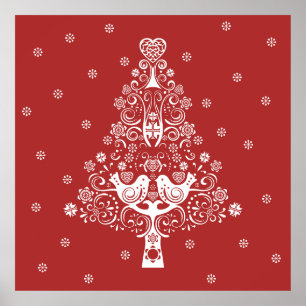 Poster Scandinave nordique Arbre de Noël Magie