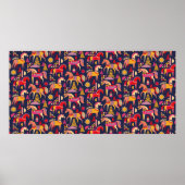 Poster Scandinavian horses pattern seamless design. Decor (Devant)