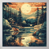 Poster Scandinavie Art Mountain Home (Devant)