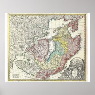 Poster Scandinavie Finlande Danemark Carte